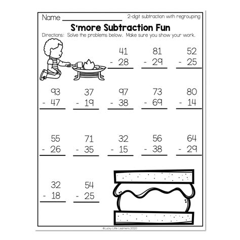 Nd Grade Math Worksheets Digit Subtraction With Regrouping