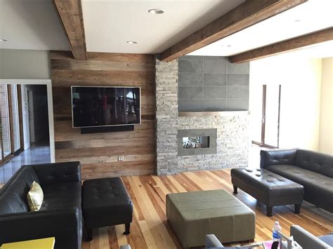 Our reclaimed wood wall and faux beams bring warmth and character to ...