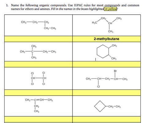 Solved Name The Following Organic Compounds Use IUPAC Rules Chegg