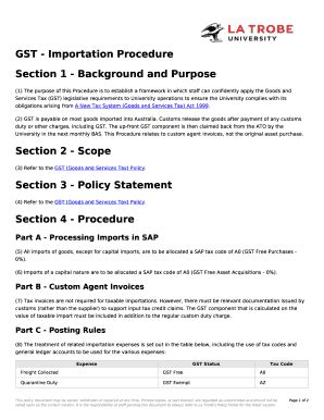 Fillable Online Gst Importation Procedure Fax Email Print Pdffiller