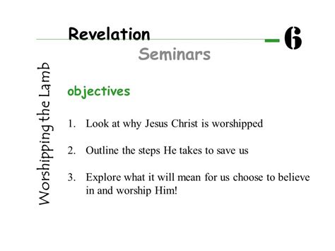 Revelation Seminars 6 Worshipping The Lamb Messages From Patmos For