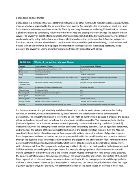 Seeley S Anatomy And Physiology Chapter 8 25 Biofeedback And Meditation Biofeedback Is A