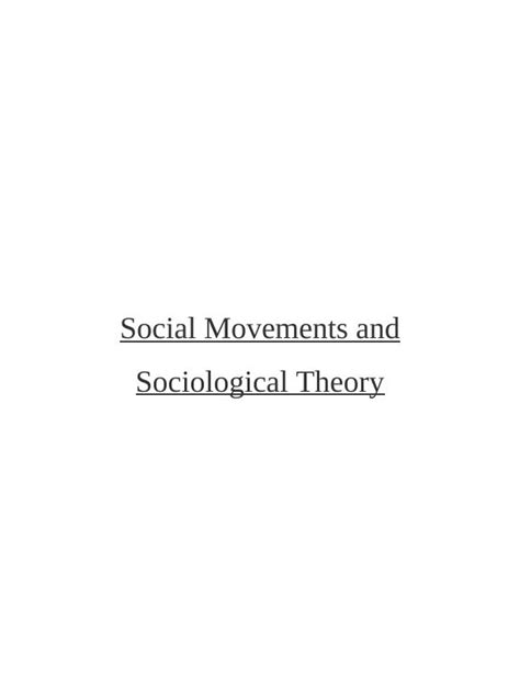 Social Movements And Sociological Theory Desklib