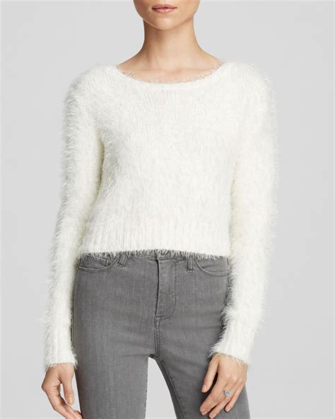 Glamorous Sweater Bloomingdales Exclusive Fuzzy Crop In White Ivory