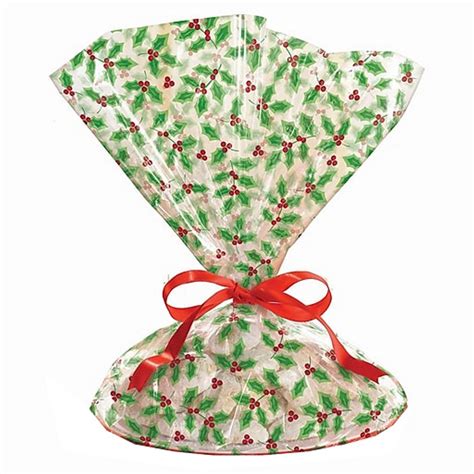 Holly Christmas Cookietreat Tray Bags 16in X 18in 6 Pack Bags