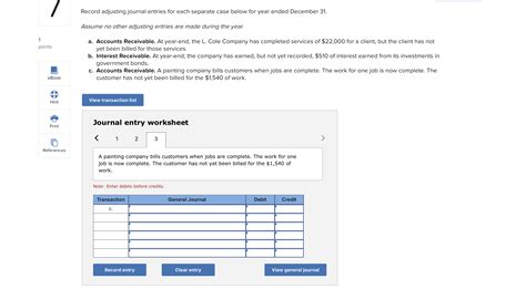 Solved Record Adjusting Journal Entries For Each Separate