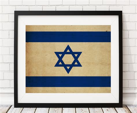 Israel Flag Art, Israel Flag Print, Israeli Flag Poster, Country Flags ...