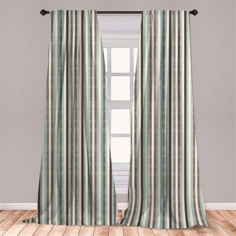 Retro Curtains 2 Panels Set Classical Vertical Stripes Pattern Texture