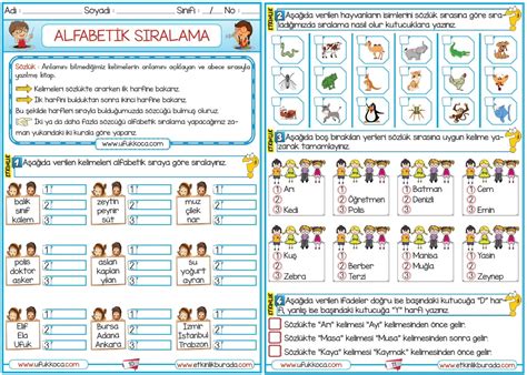 2 Sinif Alfabetik Siralama Alfabetik Alfabe Sinif Otosection