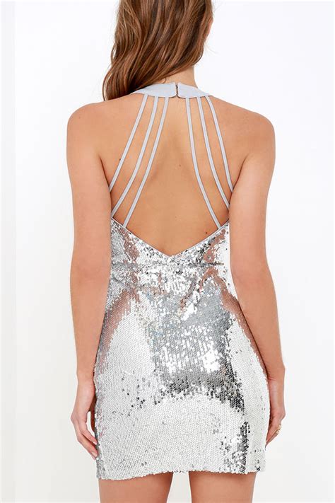 Sexy Silver Dress Sequin Dress Bodycon Dress 7200