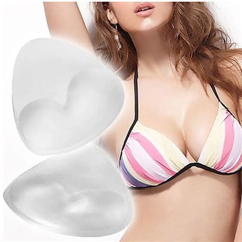 1 Pair Women Silicone Gel Triangle Bra Bikini Insert Thickening Push Up Swimsuit Padding