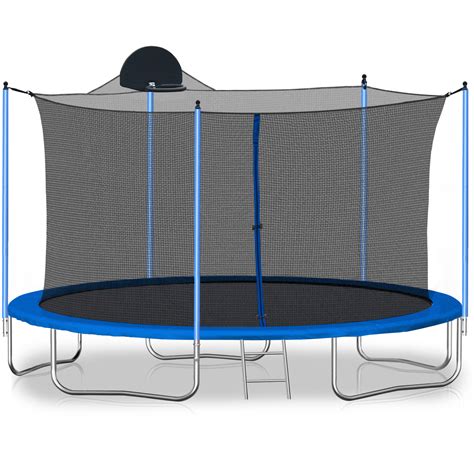 Safe And Sturdy 12ft Trampoline For Adults And Kids With Basketball Hoop