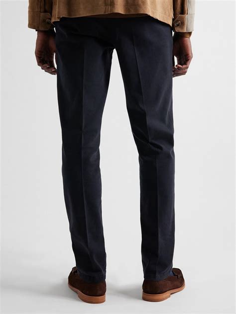 Boglioli Slim Fit Stretch Cotton Twill Trousers Blue Boglioli