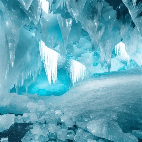 Icy Crystal Cave Glowing Water · Creative Fabrica