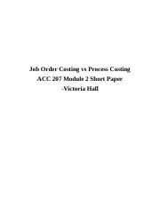 Short Paper Docx Job Order Costing Vs Process Costing Acc Module