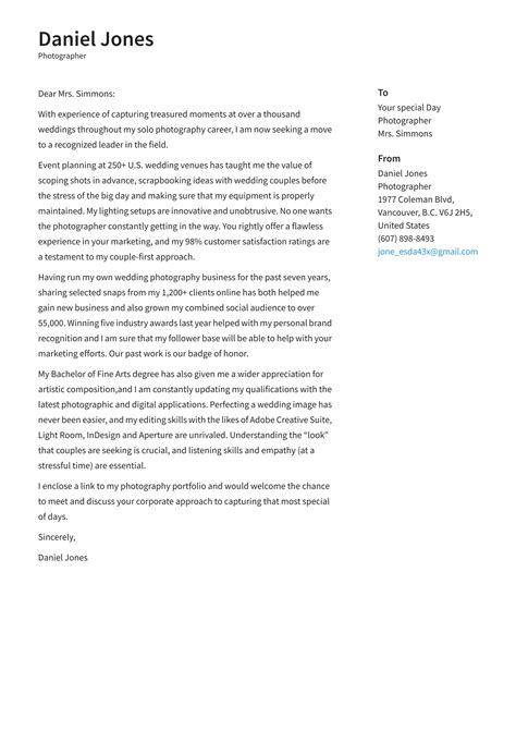 Photographer Cover Letter Examples And Expert Tips ·