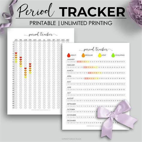 Printable Period Tracker Menstrual Cycle Tracker Period Etsy Period