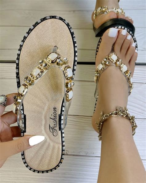 Gemstone Rhinestone Toe Post Flip Flop