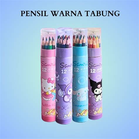 Jual Pensil Warna Tabung Karakter Sanrio Serutan 12 Warna Shopee