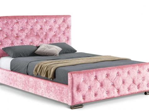 Sleep Design Beaumont 4ft6 Double Crushed Pink Velvet Bed Frame By