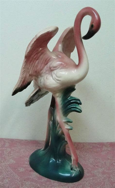 Vintage Pink Flamingo Pottery Figurine Made In Usa