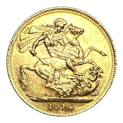 1914 Great Britain Gold Full Sovereign Struck In 22k Gold King