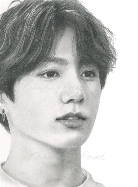 Pencil Sketch of Jungkook BTS Bangtan Drawing Fanart - Etsy