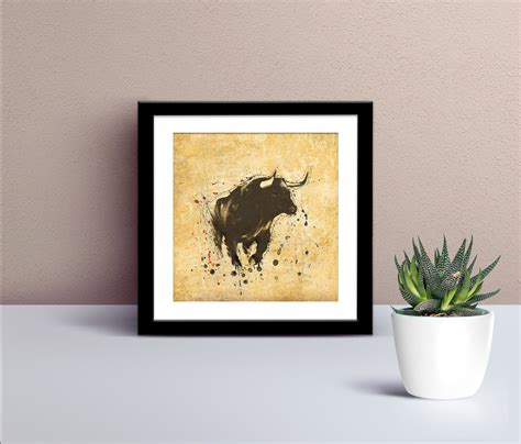 Bull Wall Art Print Bull Painting Canvas Prints Animal Art Home Decor Large Print on Canvas Wall ...