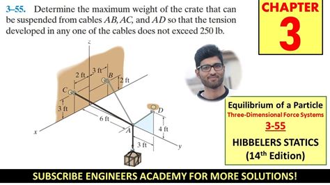 3 55 Chapter 3 Equilibrium Of A Particle Hibbeler Statics 14th Ed Engineers Academy Youtube