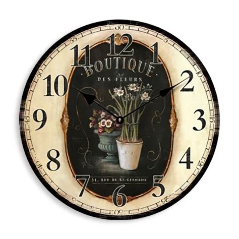 Horloge En Bois Mural Style R Tro Isabelle Rose Floral Shabby Chic