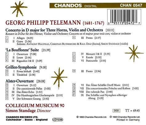 Georg Philipp Telemann Konzert F 3 Hörner And Violine In D Cd Jpc