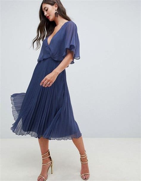 Asos Tall Asos Design Tall Flutter Sleeve Midi Dress With Pleat Skirt