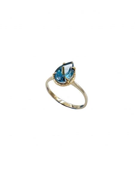 Anillo Topacio Azul London Blue Oro Rosa