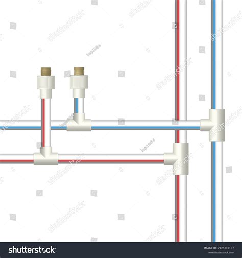 Plastic Pipes Hot Cold Water Fittings Stock Vector Royalty Free 2125341107