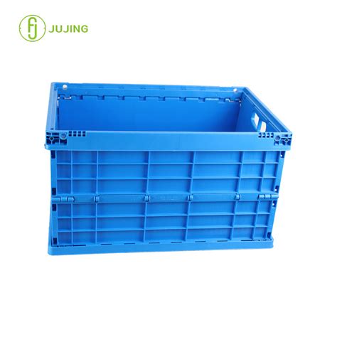 Space Saving Collapsible Plastic Turnover Box With Lid For Farms