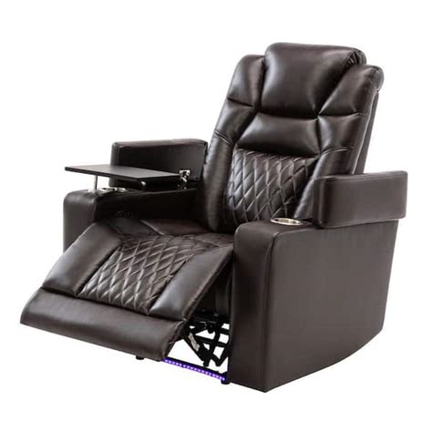 Polibi Brown Power Motion Recliner,Home Theater Seating with 2 Cup ...