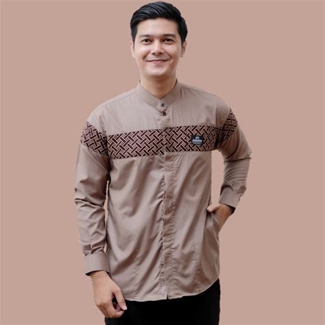 Jual Baju Koko Pria Lengan Panjang Motif Kobata Kombinasi Batik Baju