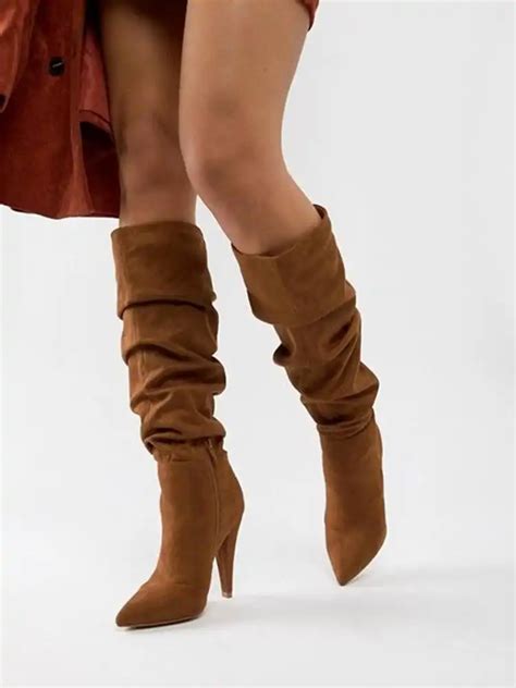 Brown Slouch Boots With Heel Atelier Yuwa Ciao Jp