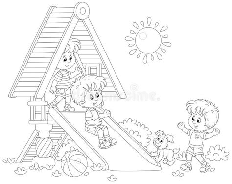 Children on a Toy Slide in a Summer Park Stock Vector - Illustration of children, isolated ...