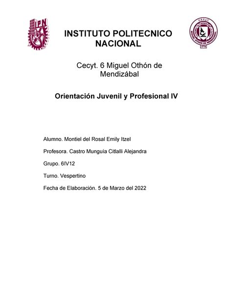 Plan De Desarrollo Profesional Instituto Politecnico Nacional Cecyt 6