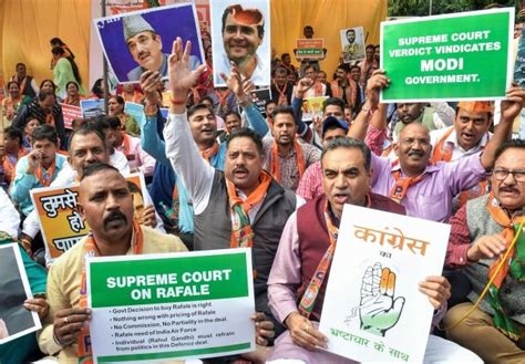 Bjp Stages Rahul Must Apologise Protests Over Rafale