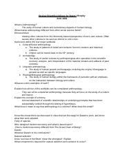 EXAM I Review Sheet Anthropology 1001 Review Sheet Guidelines For