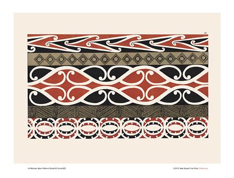 Design 23 Maori Patterns Painted And Carved New Zealand Fine Prints