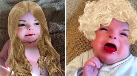 PHOTOS: Mom creates bizarre photos of 7-week-old son using makeup app ...