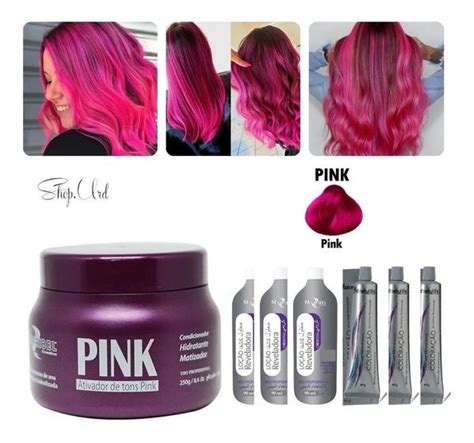 Kit Cabelo Rosa Pink Mairibel 1 Mascara Matizador 250g 3 Tinta