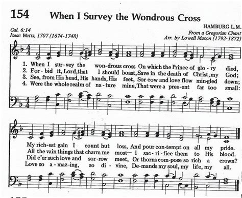 When I Survey The Wonderous Cross Hymn Satb F Major Hymn Hymn Music Biblical Teaching