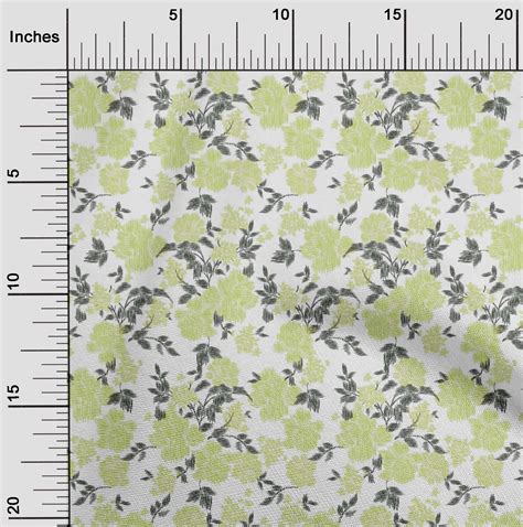 Oneoone Silk Tabby Fabric Leaves Floral Ikat Print Sewing Fabric Bty