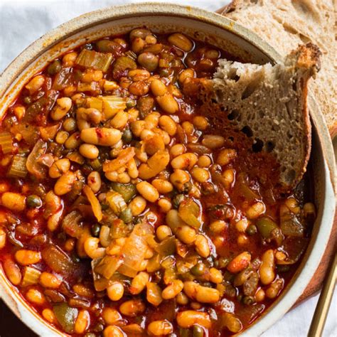 Mediterranean Vegan White Bean Stew With Capers And Dill Avocado Skillet