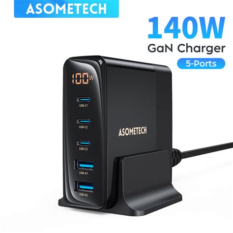 Asometech W Gan Power Adapter Ports Laptop Usb Type C Quick Charge