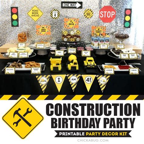 Construction Birthday Party Decorations And Dessert Table